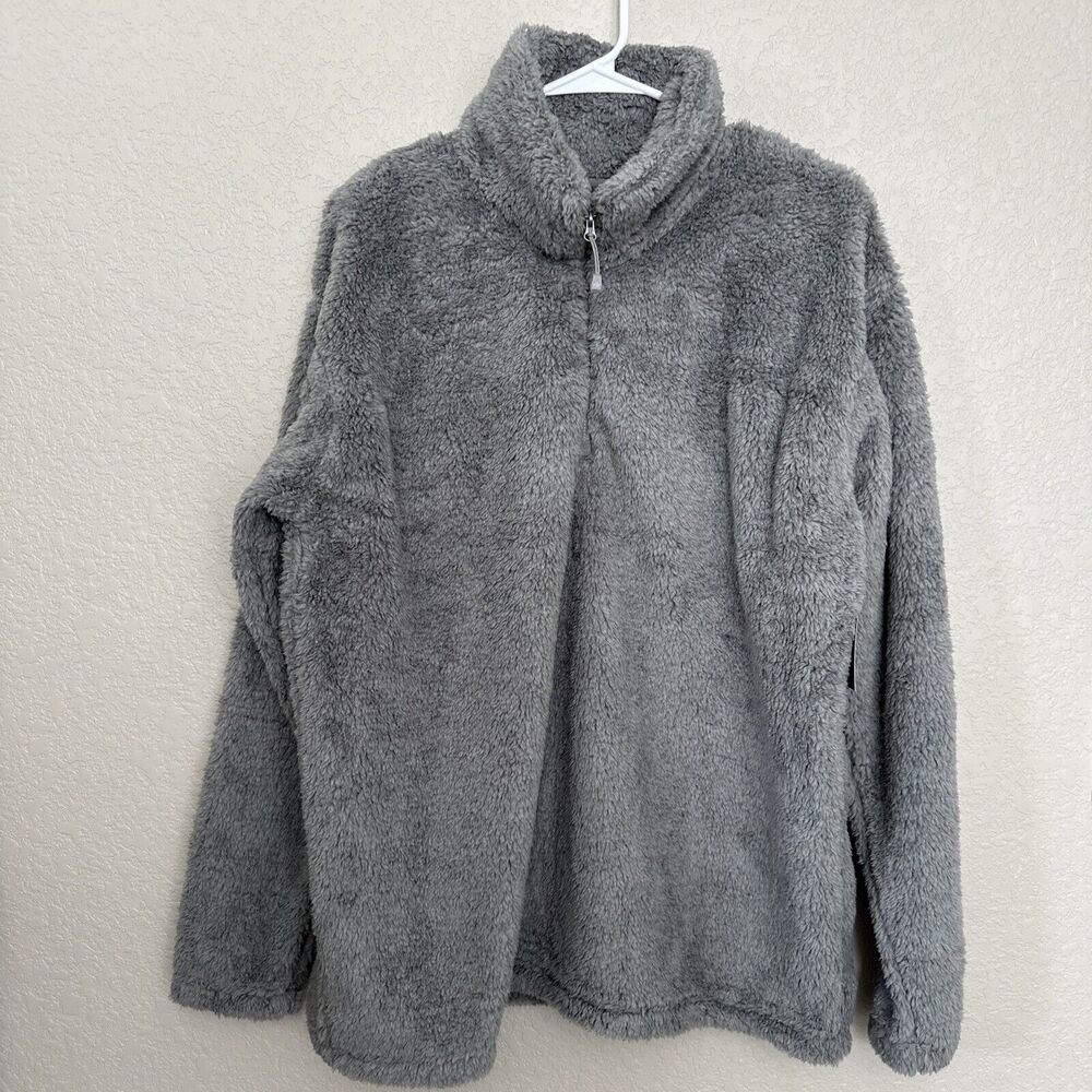 Eddie Bauer Plush Grey Zip Shirt